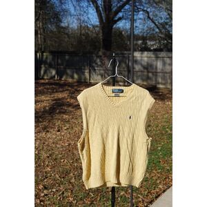 Polo Ralph Lauren Cable Knit Sweater Vest Yellow Pony Logo